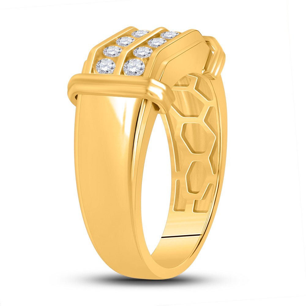 10kt Yellow Gold Men's Double Row Diamond Band Ring - 3/8 Cttw | Splendid Jewellery - Splendid Jewellery