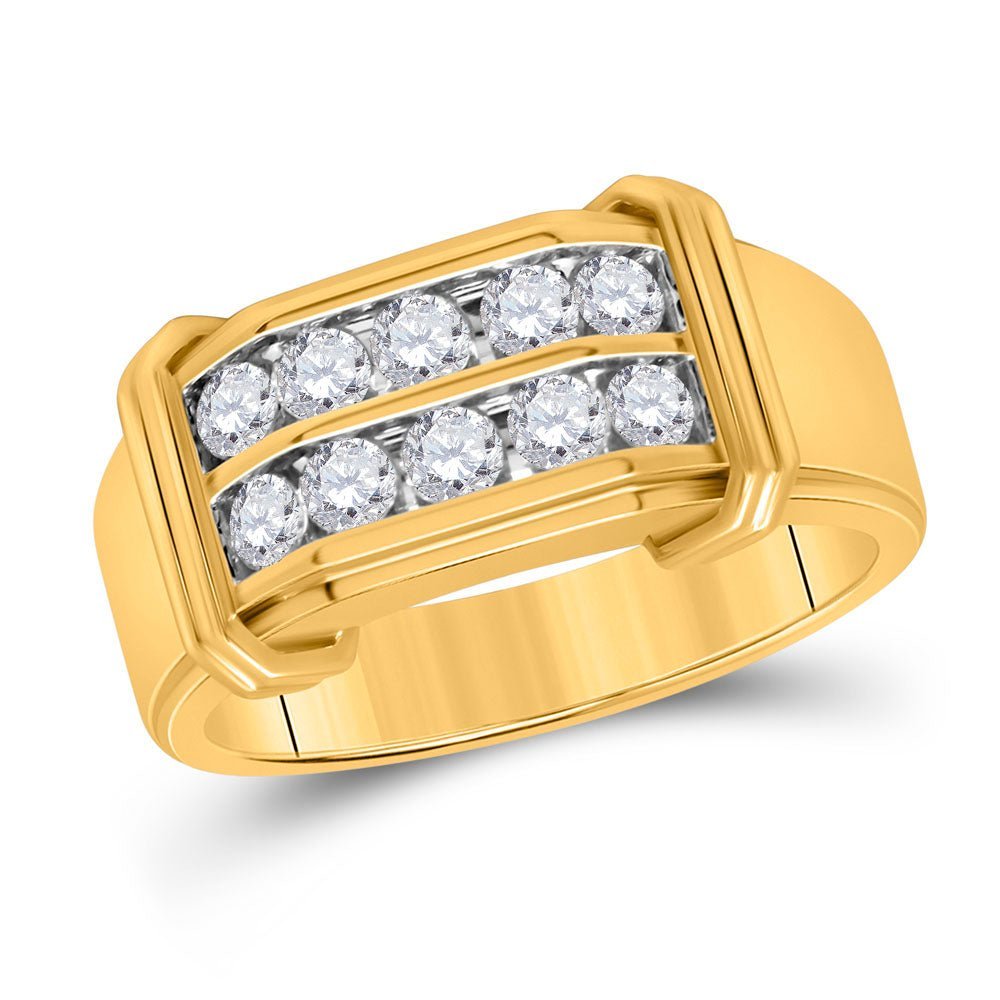 10kt Yellow Gold Men's Double Row Diamond Band Ring - 3/8 Cttw | Splendid Jewellery - Splendid Jewellery
