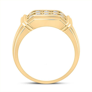 10kt Yellow Gold Men's Double Row Diamond Band Ring - 7/8 Cttw | Splendid Jewellery - Splendid Jewellery