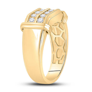 10kt Yellow Gold Men's Double Row Diamond Band Ring - 7/8 Cttw | Splendid Jewellery - Splendid Jewellery