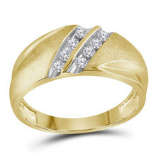 Load image into Gallery viewer, 10kt Yellow Gold Men&#39;s Double Row Diamond Wedding Band Ring - 1/4 Cttw: The Eternal Love Double Row Diamond Wedding Band Top View from Splendid Jewellery