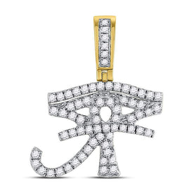 10kt Yellow Gold Men's Eye of Ra Diamond Charm Pendant - 7/8 Cttw  Top View from Splendid Jewellery