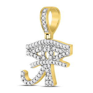 10kt Yellow Gold Men's Eye of Ra Diamond Charm Pendant - 7/8 Cttw - Splendid Jewellery