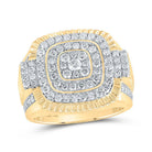 10kt Yellow Gold Men's Fluted Square Diamond Ring - 1 - 7/8 Cttw - Splendid Jewellery