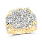 10kt Yellow Gold Men's Fluted Square Diamond Ring - 1 - 7/8 Cttw - Splendid Jewellery