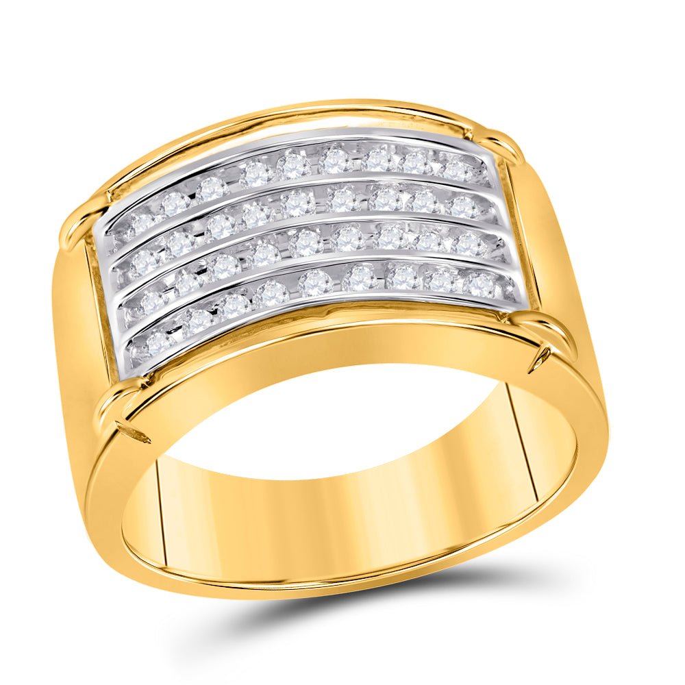 10kt Yellow Gold Men's Four Row Diamond Band Ring - 1/2 Cttw | Splendid Jewellery - Splendid Jewellery