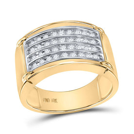 10kt Yellow Gold Men's Four Row Diamond Band Ring - 1/2 Cttw | Splendid Jewellery product Side View from Splendid Jewellery