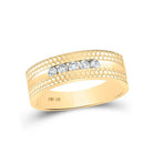10kt Yellow Gold Men's Hammered Diamond Wedding Band Ring - 1/4 Cttw, 5 - Stone Elegance - Splendid Jewellery