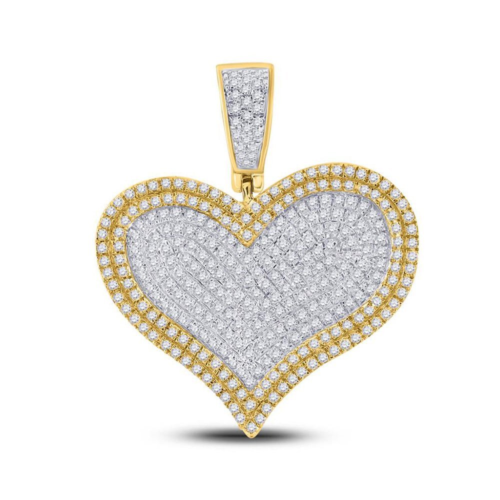 10kt Yellow Gold Men's Heart Diamond Charm Pendant - 1 Cttw - Splendid Jewellery
