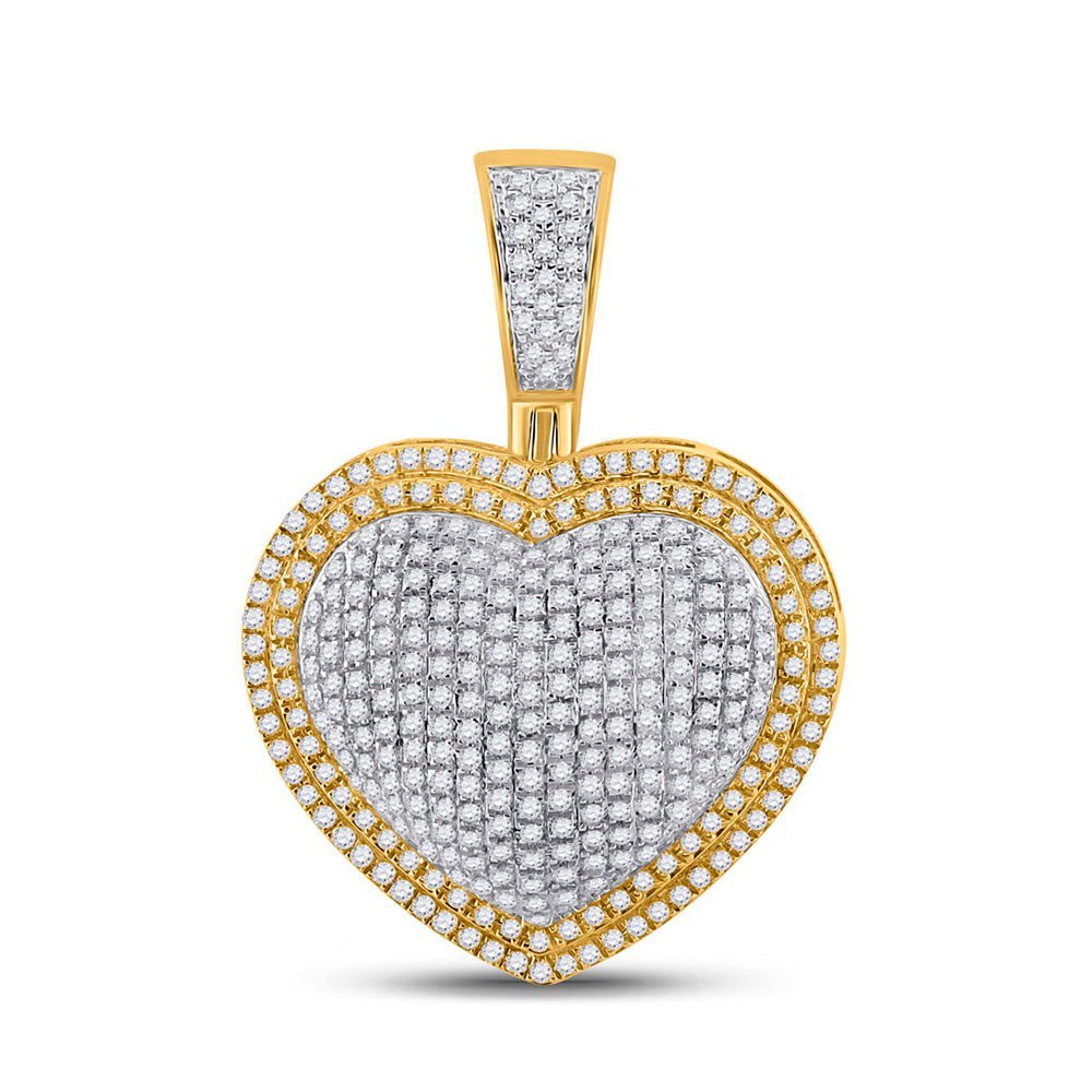 10kt Yellow Gold Men's Heart Diamond Charm Pendant - 1 Cttw | Splendid Jewellery - Splendid Jewellery