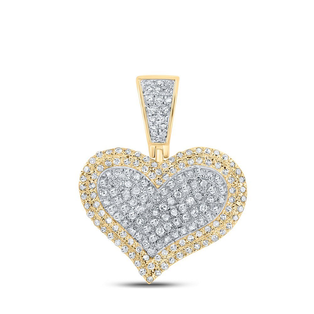 10kt Yellow Gold Men's Heart Diamond Charm Pendant - 1/2 Cttw - Splendid Jewellery