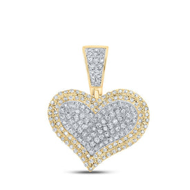 10kt Yellow Gold Men's Heart Diamond Charm Pendant - 1/2 Cttw - Splendid Jewellery