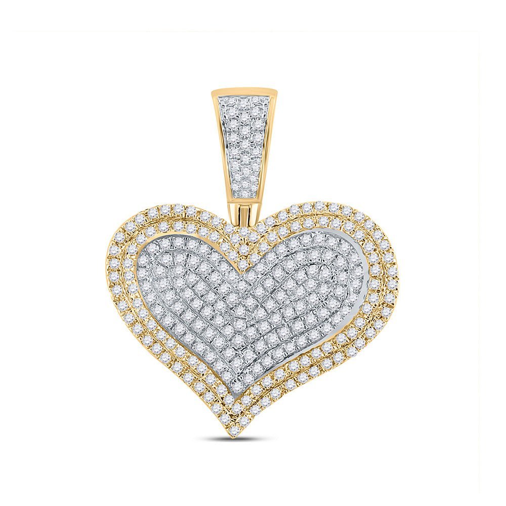 10kt Yellow Gold Men's Heart Diamond Charm Pendant - 3/4 Cttw - Splendid Jewellery