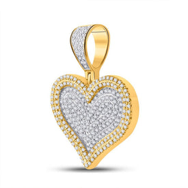 10kt Yellow Gold Men's Heart Diamond Charm Pendant - 3/4 Cttw - Splendid Jewellery