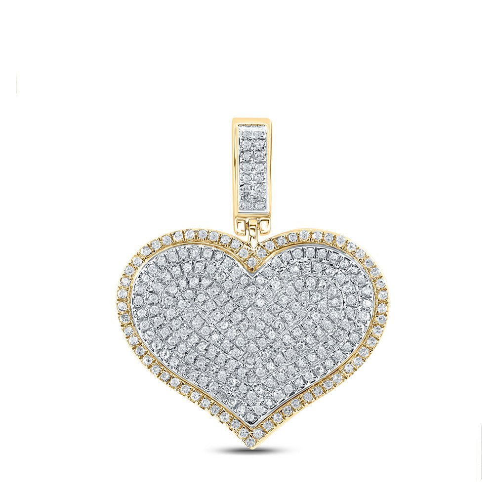 10kt Yellow Gold Men's Heart Diamond Charm Pendant - 3/4 Ct.t.w. - Splendid Jewellery