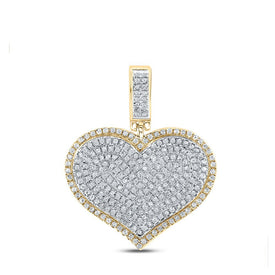 10kt Yellow Gold Men's Heart Diamond Charm Pendant - 3/4 Ct.t.w. - Splendid Jewellery