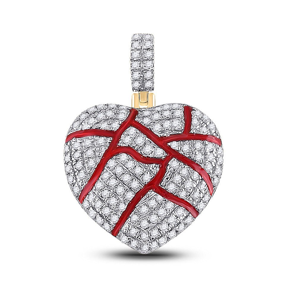 10kt Yellow Gold Men's Heart Diamond Charm Pendant - Captivating Love Sparkle - Splendid Jewellery