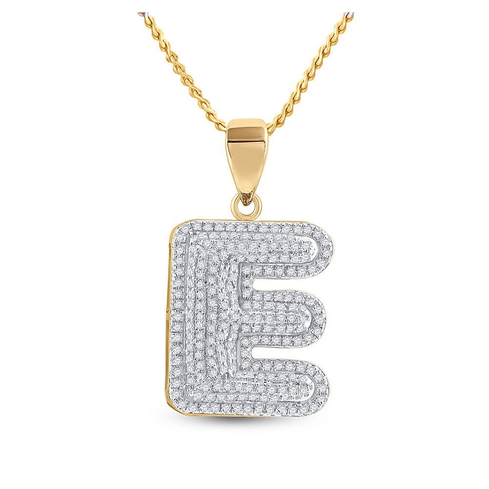 10kt Yellow Gold Men's Initial E Diamond Charm Pendant - 5/8 Ct.t.w. - Splendid Jewellery