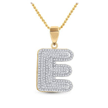 Load image into Gallery viewer, 10kt Yellow Gold Men's Initial E Diamond Charm Pendant - 5/8 Ct.t.w. - Splendid Jewellery