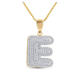10kt Yellow Gold Men's Initial E Diamond Charm Pendant - 5/8 Ct.t.w. - Splendid Jewellery