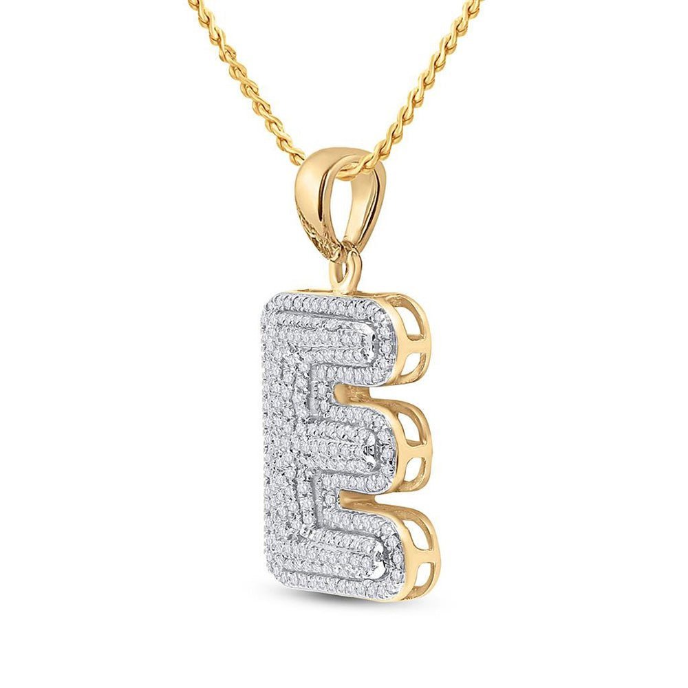 10kt Yellow Gold Men's Initial E Diamond Charm Pendant - 5/8 Ct.t.w. - Splendid Jewellery