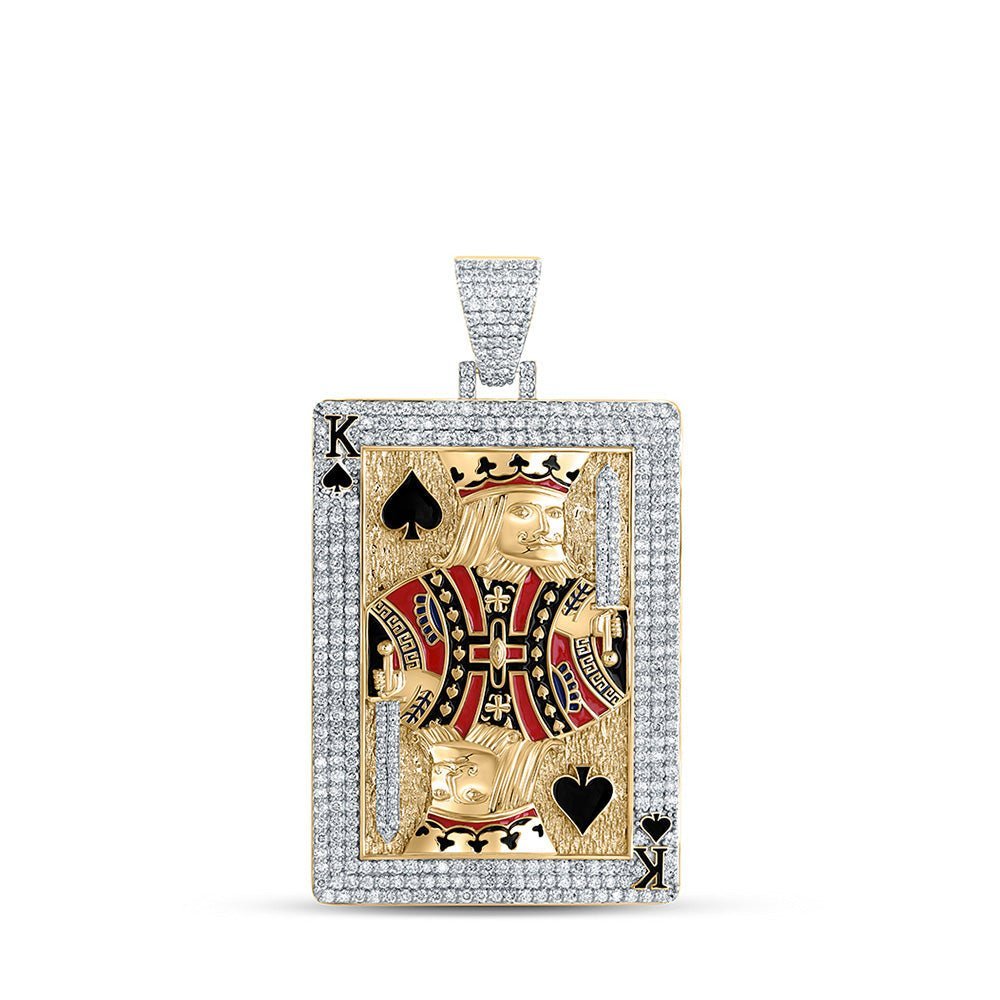 10kt Yellow Gold Men's King of Spades Diamond Charm Pendant - 5 Cttw - Splendid Jewellery