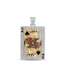 10kt Yellow Gold Men's King of Spades Diamond Charm Pendant - 5 Cttw - Splendid Jewellery