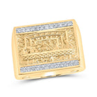 10kt Yellow Gold Mens Last Supper Square Ring with Diamond Accents - 1/3 Cttw | Splendid Jewellery - Splendid Jewellery