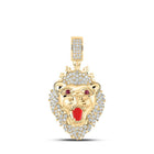 10kt Yellow Gold Men's Lion Crown Diamond Charm Pendant - 2 Cttw | Splendid Jewellery - Splendid Jewellery