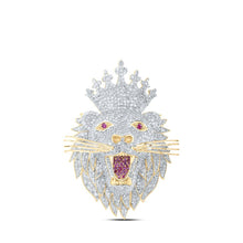Load image into Gallery viewer, 10kt Yellow Gold Men's Lion Crown Diamond Charm Pendant - 3 - 5/8 Cttw - Splendid Jewellery