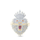 10kt Yellow Gold Men's Lion Crown Diamond Charm Pendant - 3 - 5/8 Cttw - Splendid Jewellery