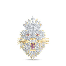 Load image into Gallery viewer, 10kt Yellow Gold Men's Lion Face Crown Diamond Charm Pendant - 1 Cttw - Splendid Jewellery