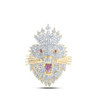 10kt Yellow Gold Men's Lion Face Crown Diamond Charm Pendant - 1 Cttw - Splendid Jewellery