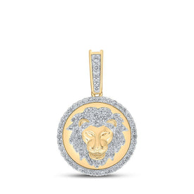10kt Yellow Gold Men's Lion Face Diamond Charm Pendant - 1/2 Cttw - Splendid Jewellery