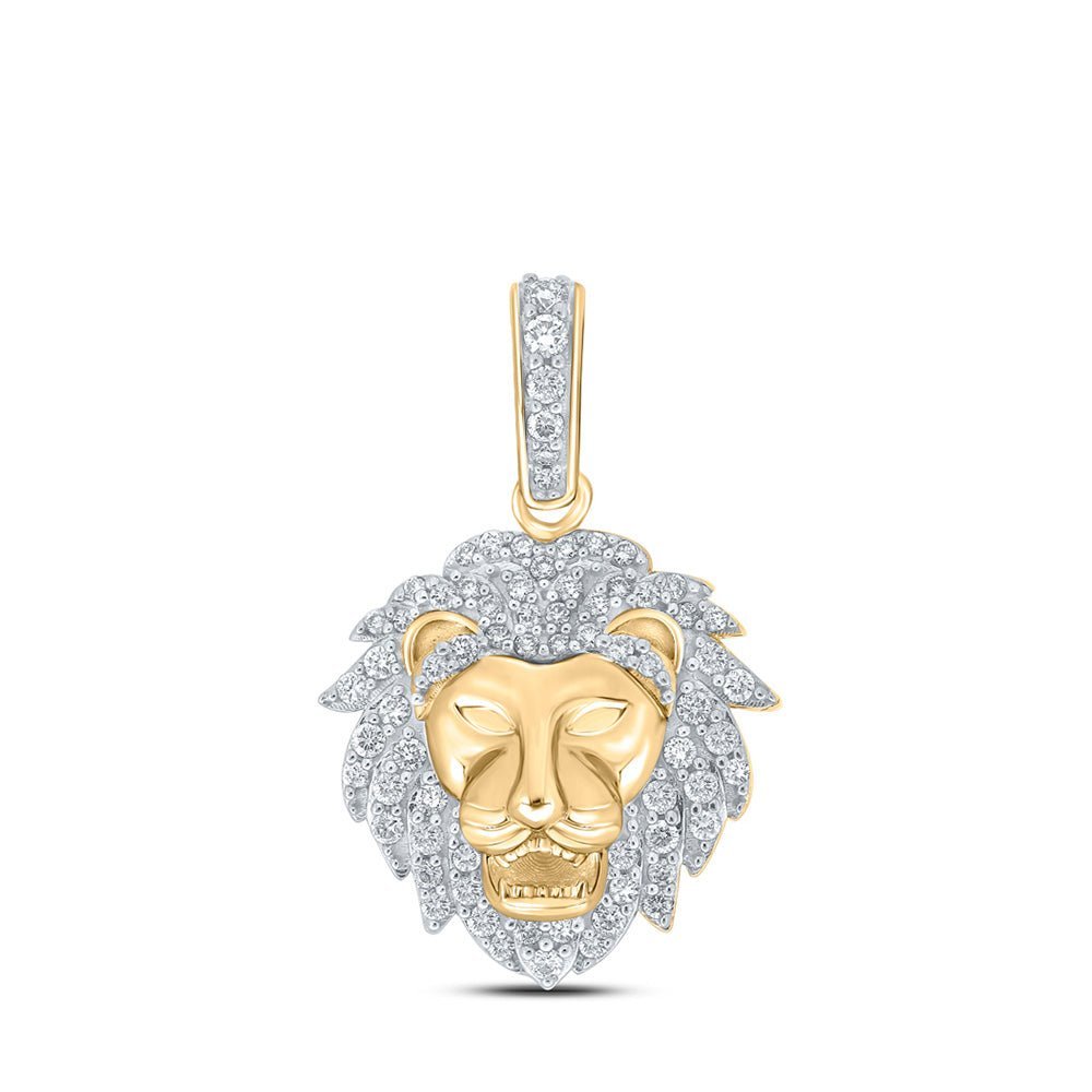 10kt Yellow Gold Men's Lion Face Diamond Charm Pendant - 1/3 Cttw - Splendid Jewellery