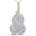 10kt Yellow Gold Men's Praying Hands Diamond Charm Pendant - 1-5/8 Cttw  Side View from Splendid Jewellery