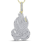 10kt Yellow Gold Men's Praying Hands Diamond Charm Pendant - 1 - 5/8 Cttw - Splendid Jewellery