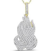 Load image into Gallery viewer, 10kt Yellow Gold Men's Praying Hands Diamond Charm Pendant - 1 - 5/8 Cttw - Splendid Jewellery