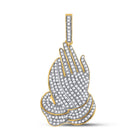 10kt Yellow Gold Men's Praying Hands Diamond Charm Pendant - 7/8 Cttw - Splendid Jewellery