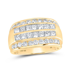 10kt Yellow Gold Mens Princess Diamond Band Ring - Exquisite Elegance - Splendid Jewellery