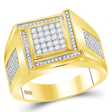 Load image into Gallery viewer, 10kt Yellow Gold Men's Princess Diamond Square Cluster Ring 3/4 Cttw - Regal Elegance - Splendid Jewellery