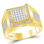 10kt Yellow Gold Men's Princess Diamond Square Cluster Ring 3/4 Cttw - Regal Elegance - Splendid Jewellery