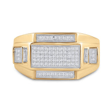 Load image into Gallery viewer, 10kt Yellow Gold Men&#39;s Rectangle Cluster Diamond Ring - 1/4 Cttw product Top View from Splendid Jewellery