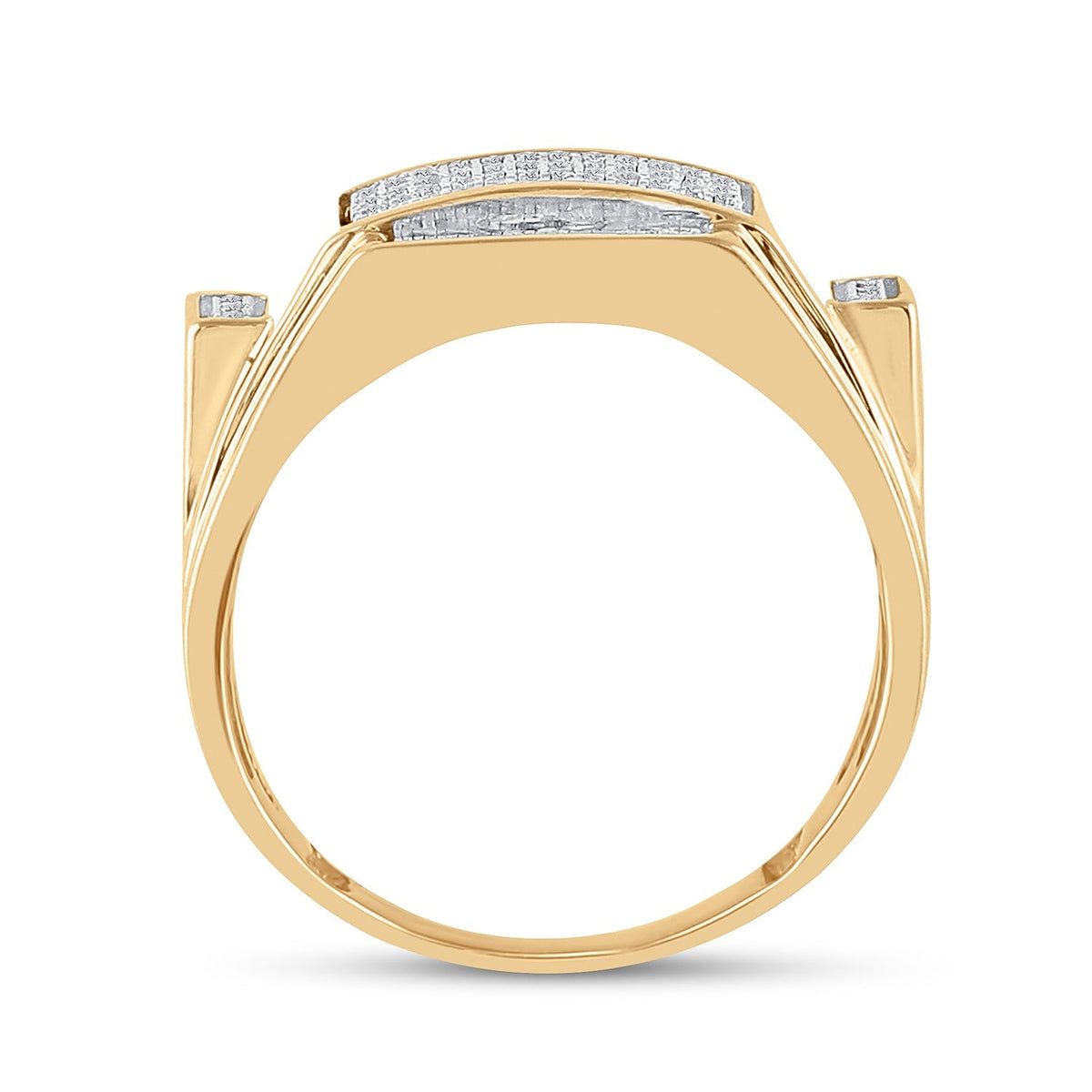 10kt Yellow Gold Men's Rectangle Cluster Diamond Ring - 1/4 Cttw - Splendid Jewellery