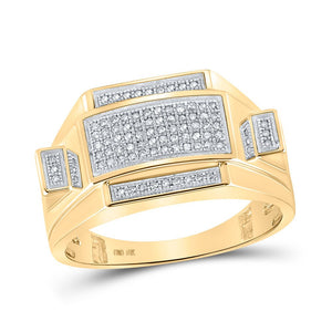 10kt Yellow Gold Men's Rectangle Cluster Diamond Ring - 1/4 Cttw - Splendid Jewellery