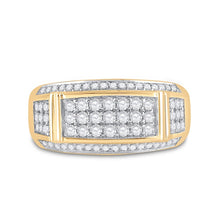 Load image into Gallery viewer, 10kt Yellow Gold Men's Rectangle Diamond Band Ring - 1 Cttw product Top View from Splendid Jewellery