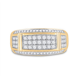 10kt Yellow Gold Men's Rectangle Diamond Band Ring - 1 Cttw product Top View from Splendid Jewellery