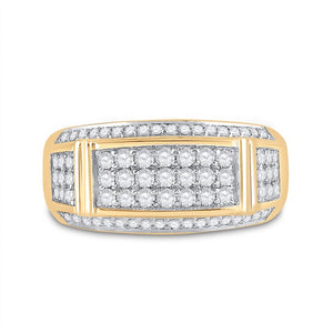 10kt Yellow Gold Men's Rectangle Diamond Band Ring - 1 Cttw - Splendid Jewellery