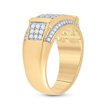 Load image into Gallery viewer, 10kt Yellow Gold Men's Rectangle Diamond Band Ring - 1 Cttw product Side View from Splendid Jewellery