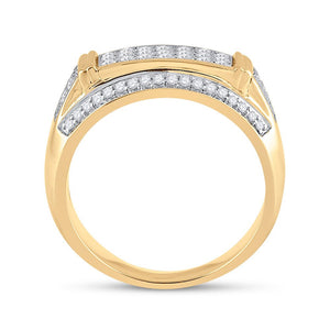 10kt Yellow Gold Men's Rectangle Diamond Band Ring - 1 Cttw - Splendid Jewellery